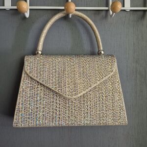 Elegant Gold Beaded Women's Handbag